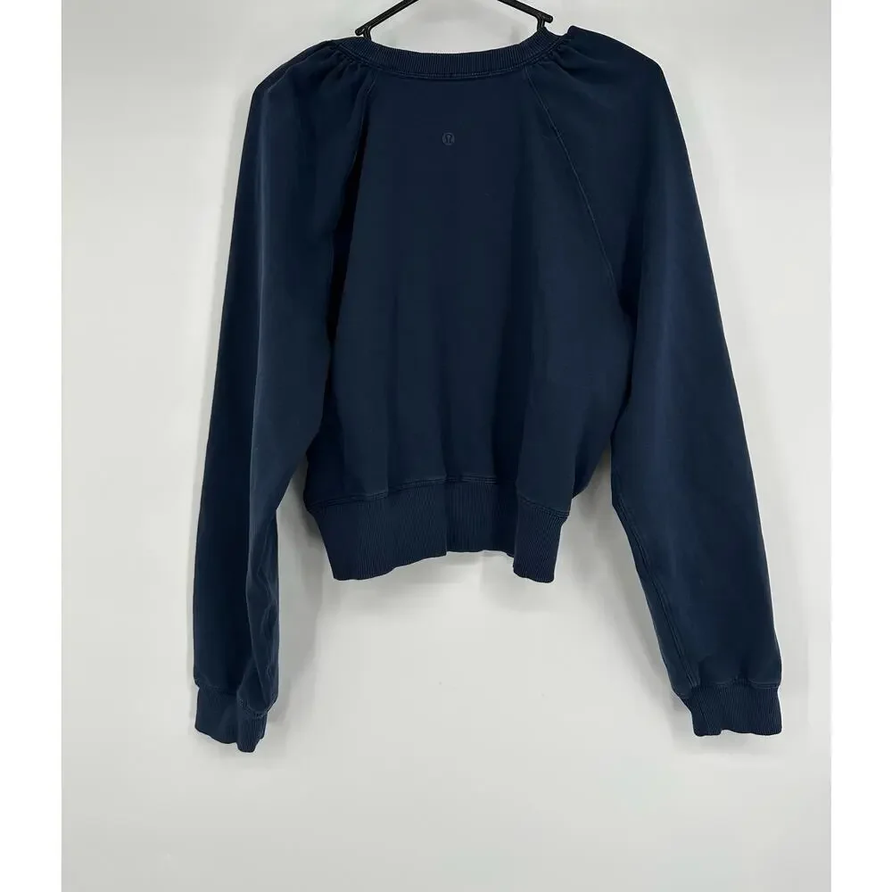 Lululemon LA puff sleeve cropped sweatshirt navy blue
